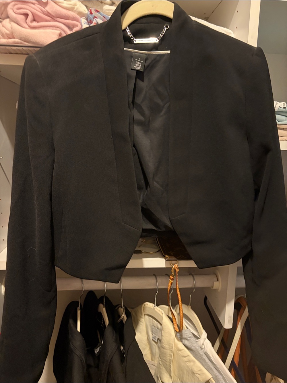 White House Black Market Black Cropped Open-Front Blazer